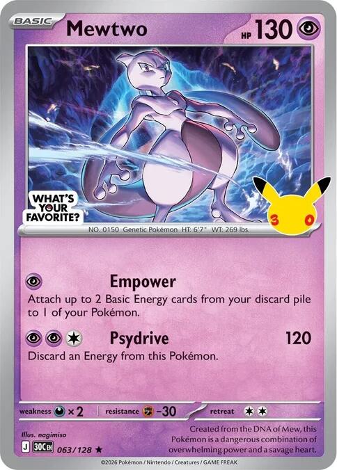 Mewtwo (063/128) (What's Your Favorite Stamp) [Miscellaneous Cards] | Exor Games New Glasgow
