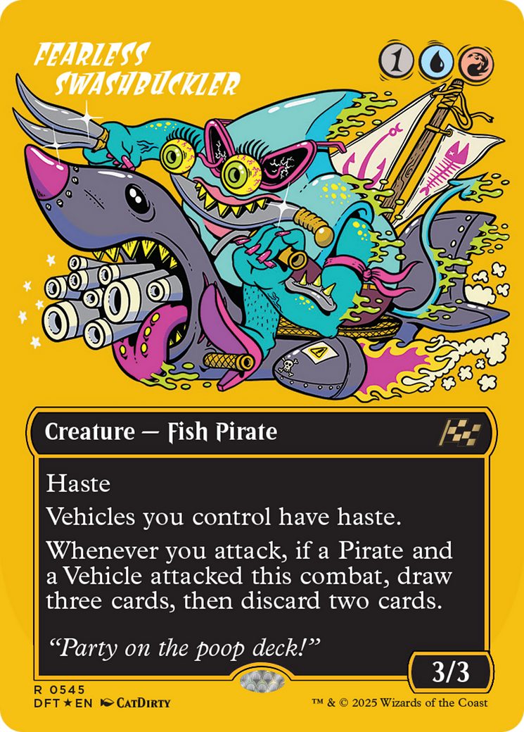 Fearless Swashbuckler (Borderless) (First-Place Foil) [Aetherdrift] | Exor Games New Glasgow