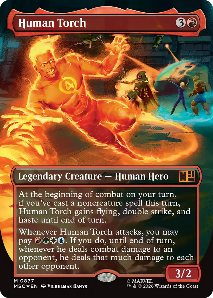 Human Torch (Borderless) (Surge Foil) [Marvel Super Heroes Commander] | Exor Games New Glasgow