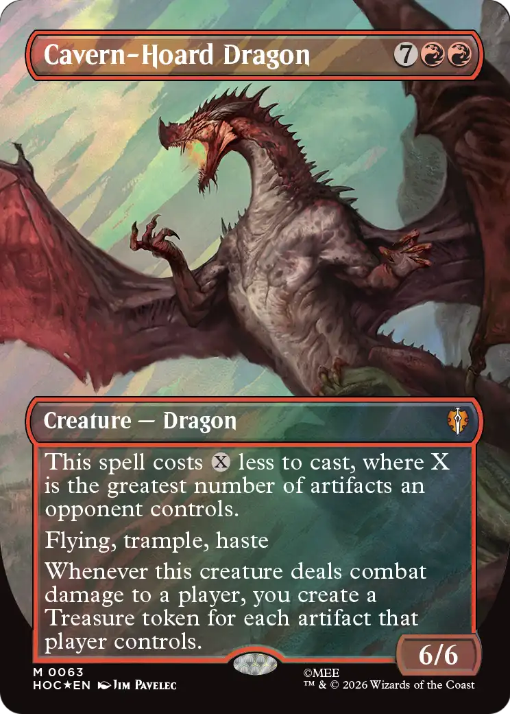 Cavern-Hoard Dragon (Borderless) (Surge Foil) [The Hobbit: Eternal-Legal] | Exor Games New Glasgow