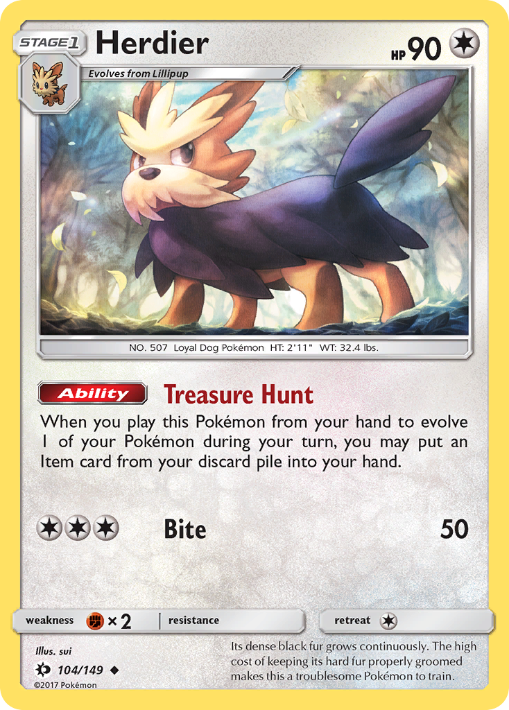 Herdier (104/149) [Sun & Moon: Base Set] | Exor Games New Glasgow
