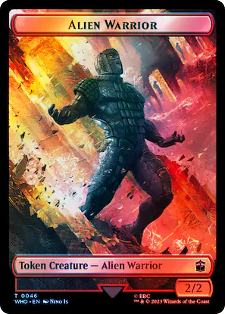 Alien // Alien Warrior Double-Sided Token (Surge Foil) [Doctor Who Tokens] | Exor Games New Glasgow