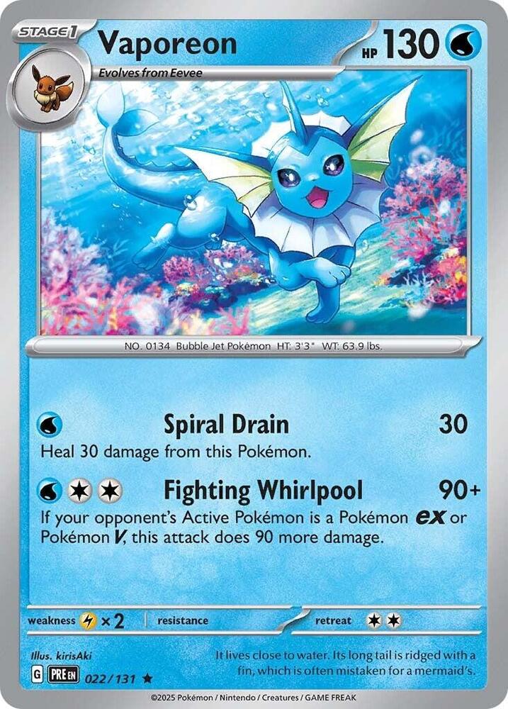Vaporeon (022/131) [Scarlet & Violet: Prismatic Evolutions] | Exor Games New Glasgow