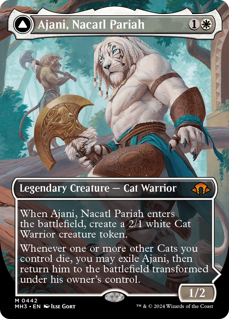 Ajani, Nacatl Pariah // Ajani, Nacatl Avenger (Borderless) [Modern Horizons 3] | Exor Games New Glasgow