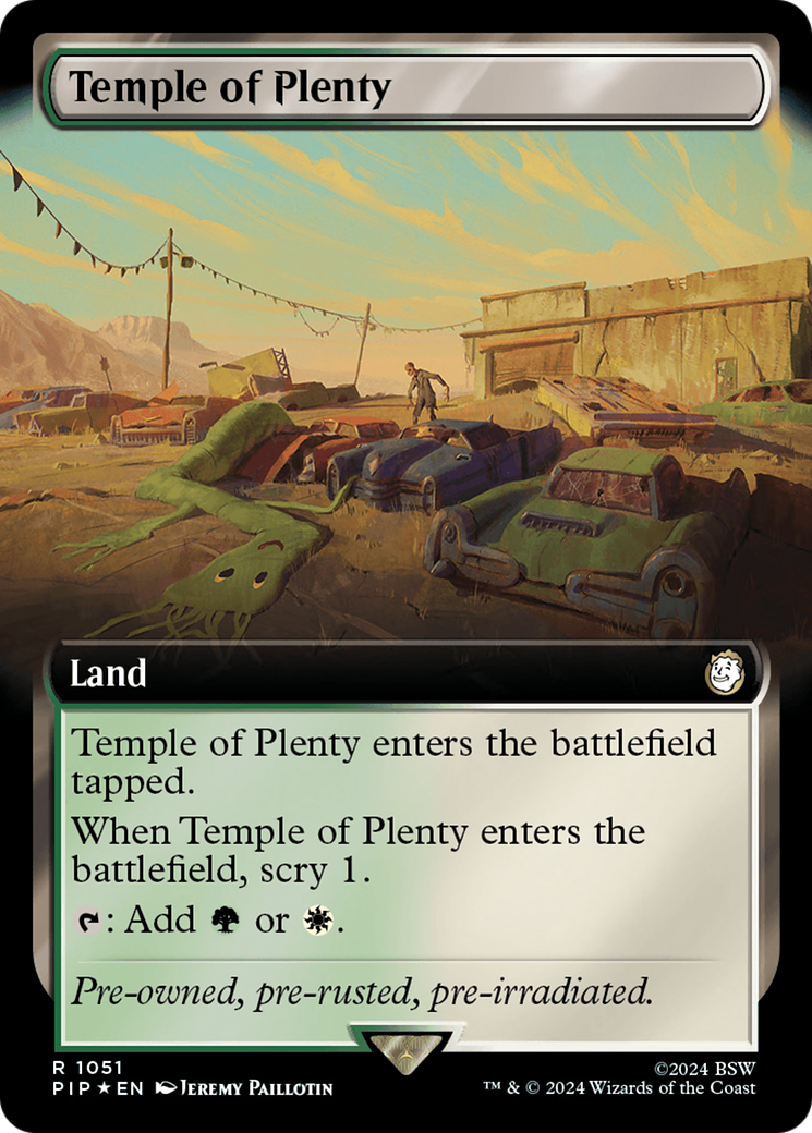 Temple of Plenty (Extended Art) (Surge Foil) [Fallout] | Exor Games New Glasgow