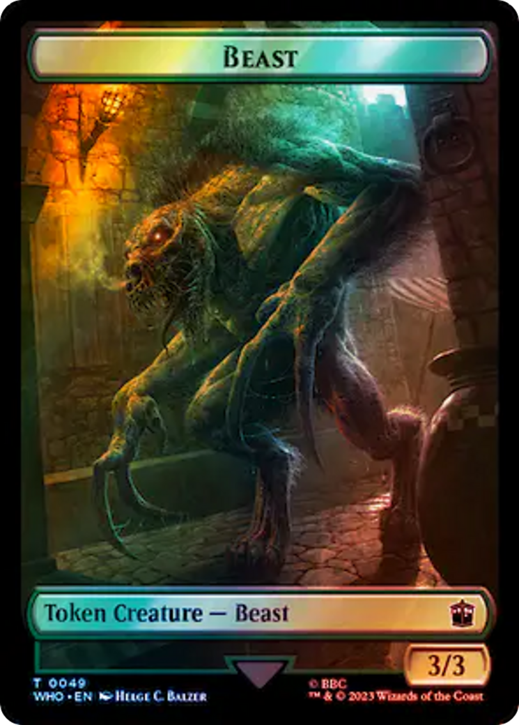 Soldier // Beast Double-Sided Token (Surge Foil) [Doctor Who Tokens] | Exor Games New Glasgow