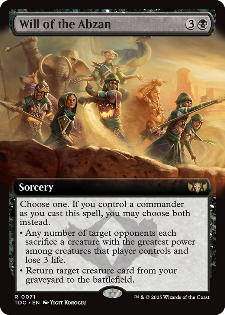 Will of the Abzan (Extended Art) [Tarkir: Dragonstorm Commander] | Exor Games New Glasgow