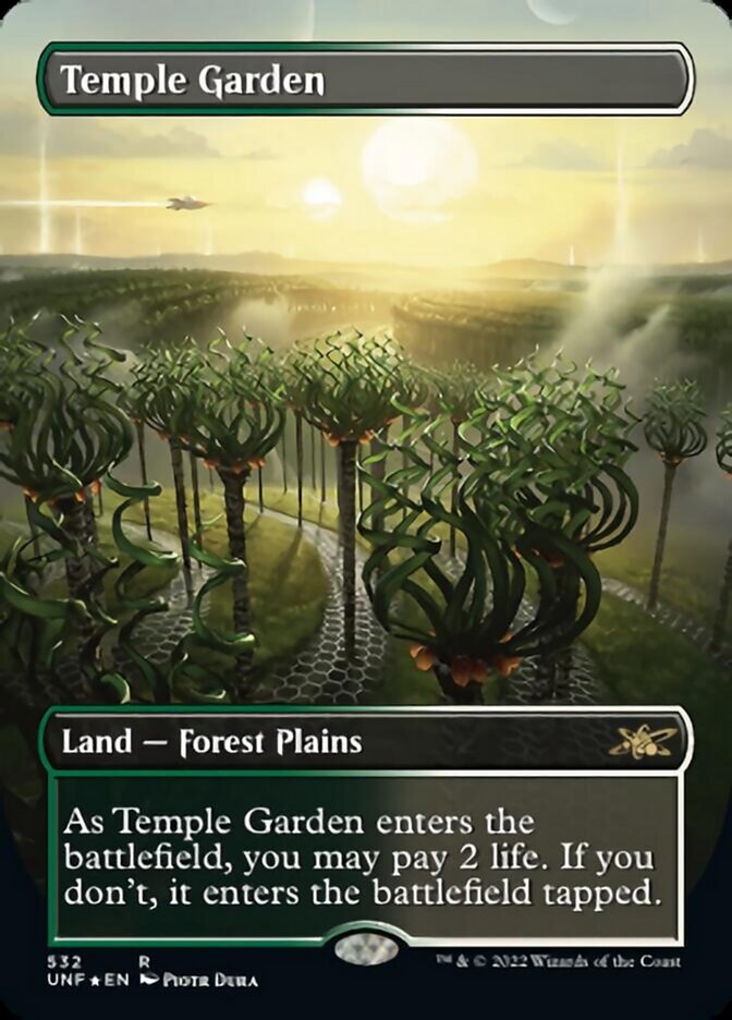 Temple Garden (Borderless) (Galaxy Foil) [Unfinity] | Exor Games New Glasgow