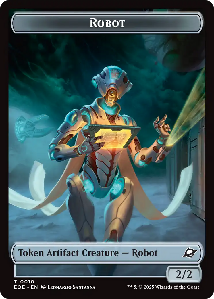 Robot // Emblem - Tezzeret, Cruel Captain Double-Sided Token [Edge of Eternities Tokens] | Exor Games New Glasgow