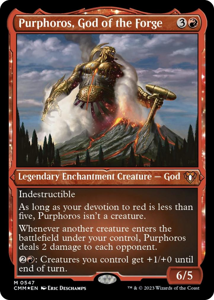 Purphoros, God of the Forge (Foil Etched) [Commander Masters] | Exor Games New Glasgow