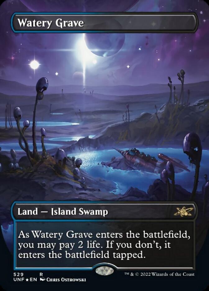 Watery Grave (Borderless) (Galaxy Foil) [Unfinity] | Exor Games New Glasgow