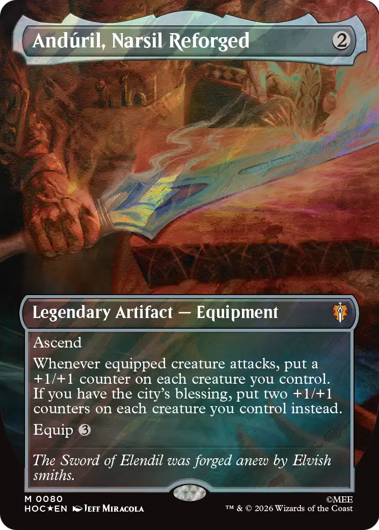 Anduril, Narsil Reforged (Borderless) (Surge Foil) [The Hobbit: Eternal-Legal] | Exor Games New Glasgow