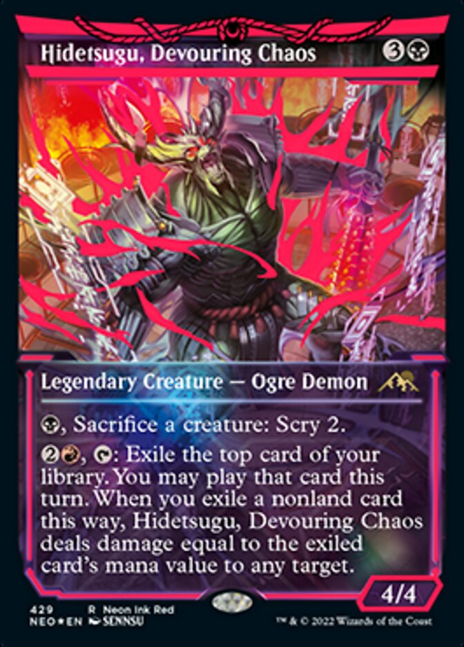 Hidetsugu, Devouring Chaos (Neon Ink Red) [Kamigawa: Neon Dynasty] | Exor Games New Glasgow