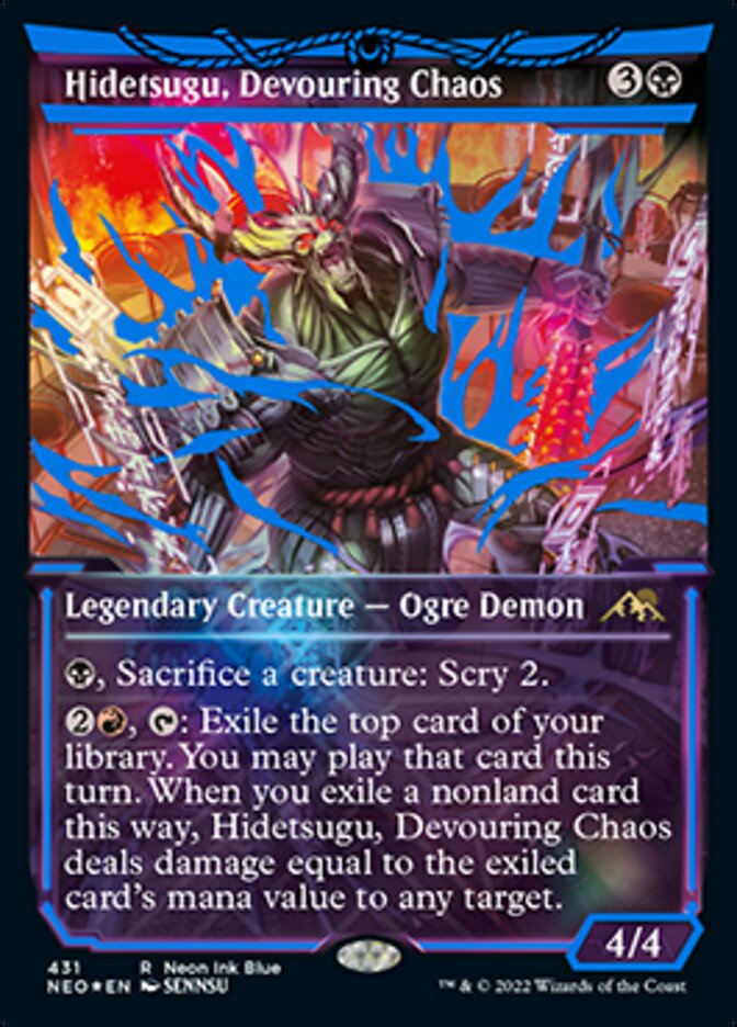 Hidetsugu, Devouring Chaos (Neon Ink Blue) [Kamigawa: Neon Dynasty] | Exor Games New Glasgow