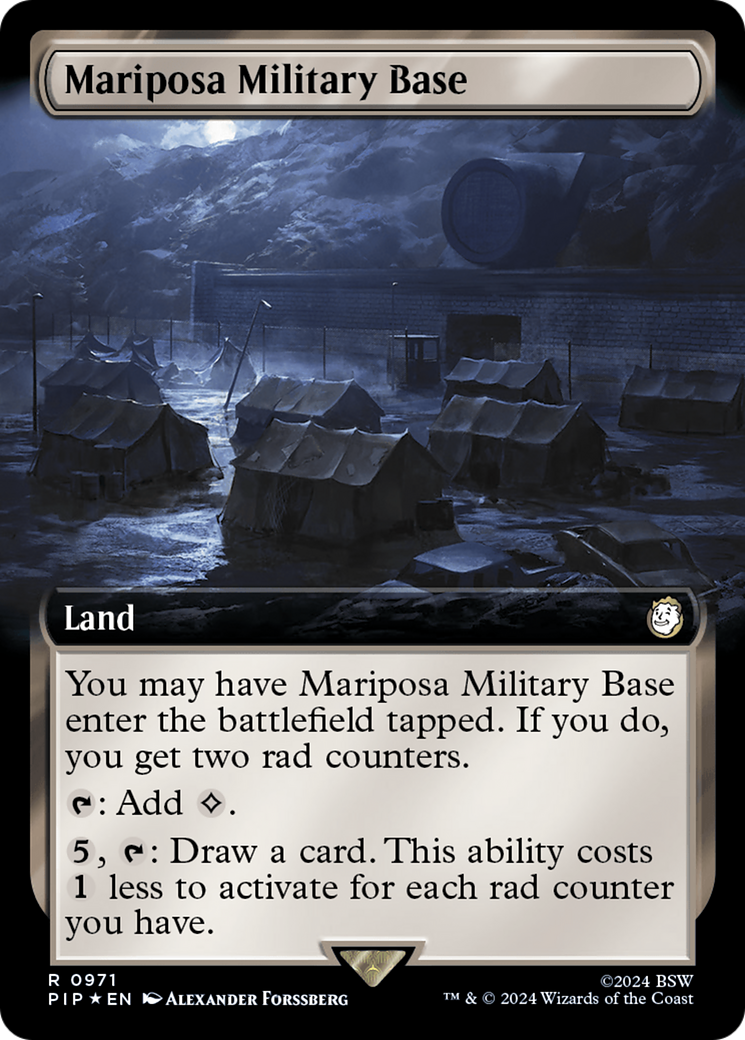 Mariposa Military Base (Extended Art) (Surge Foil) [Fallout] | Exor Games New Glasgow