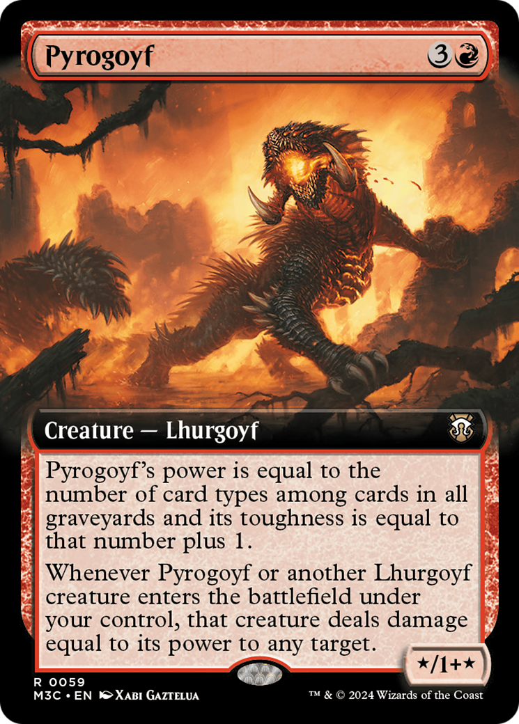 Pyrogoyf (Extended Art) (Ripple Foil) [Modern Horizons 3 Commander] | Exor Games New Glasgow