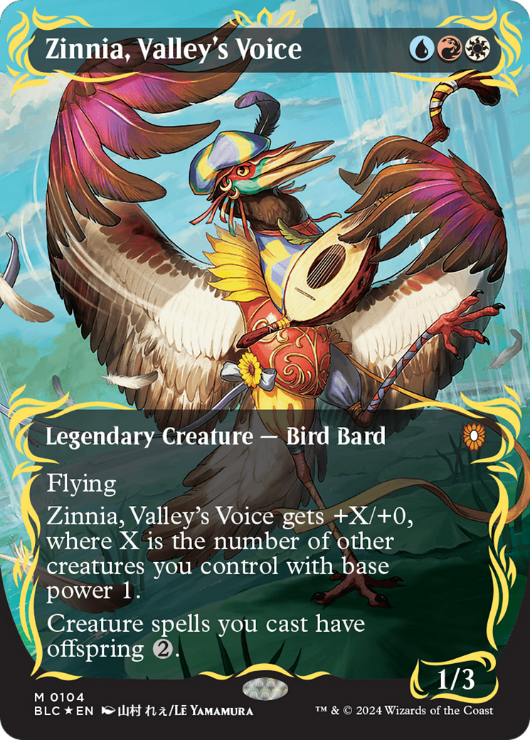 Zinnia, Valley's Voice (Borderless) (Raised Foil) [Bloomburrow Commander] | Exor Games New Glasgow