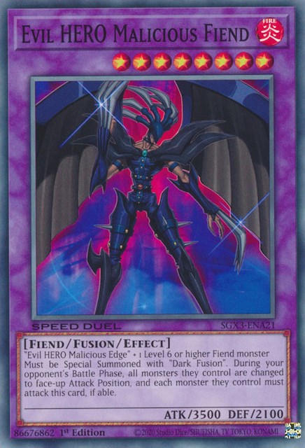 Evil HERO Malicious Fiend [SGX3-ENA21] Common | Exor Games New Glasgow