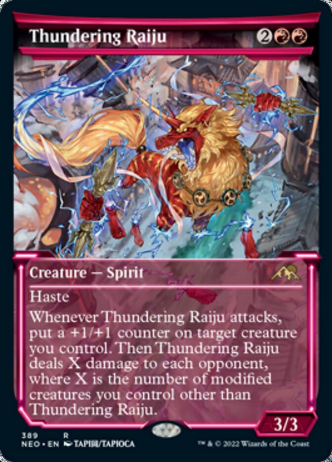 Thundering Raiju (Showcase Soft Glow) [Kamigawa: Neon Dynasty] | Exor Games New Glasgow