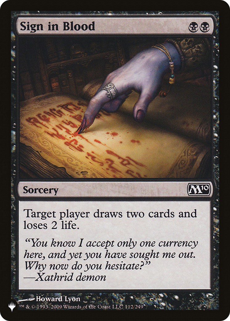 Sign in Blood (M10) [The List Reprints] | Exor Games New Glasgow