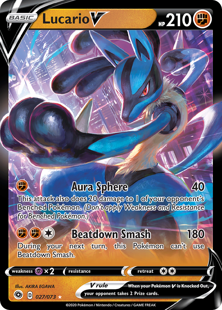 Lucario V (027/073) (Intro Deck) [Sword & Shield: Champion's Path] | Exor Games New Glasgow