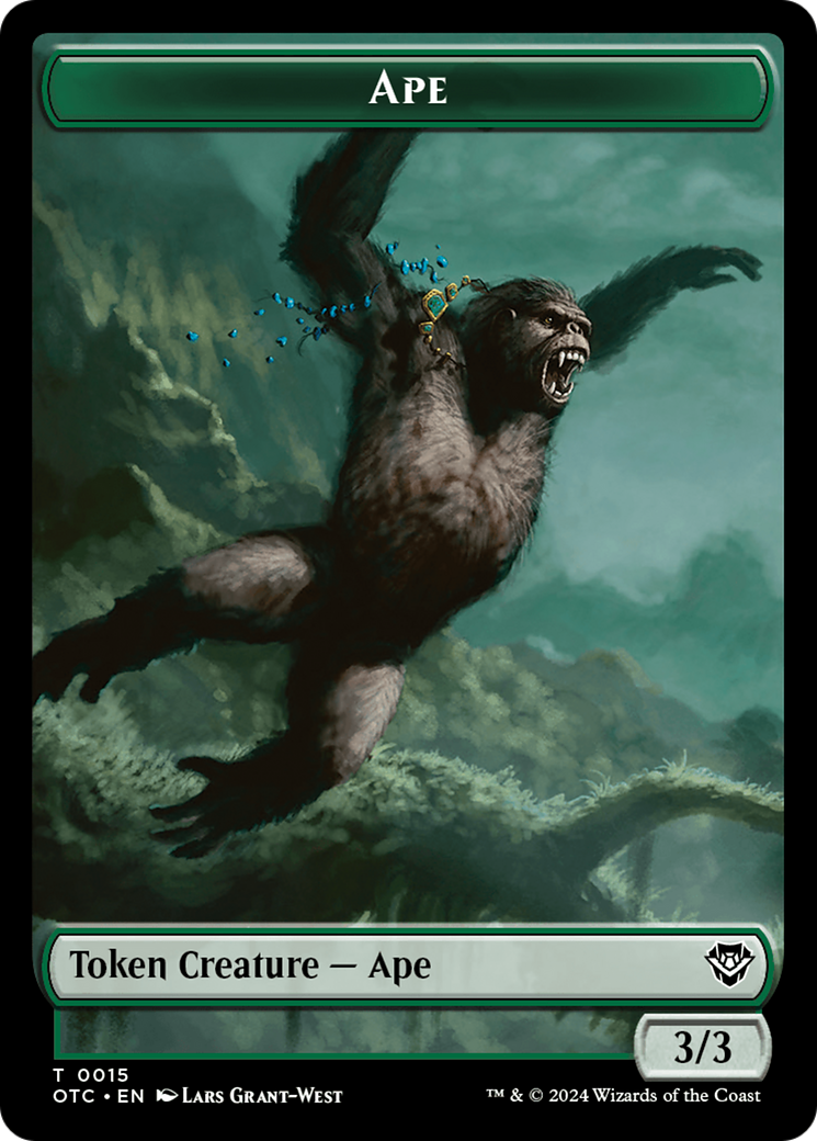 Ape // Shark Double-Sided Token [Outlaws of Thunder Junction Commander Tokens] | Exor Games New Glasgow