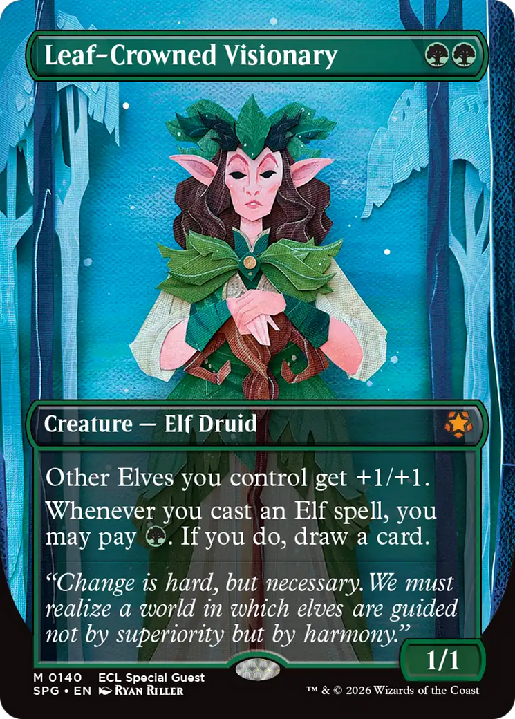 Leaf-Crowned Visionary (Borderless) [Lorwyn Eclipsed Special Guests] | Exor Games New Glasgow