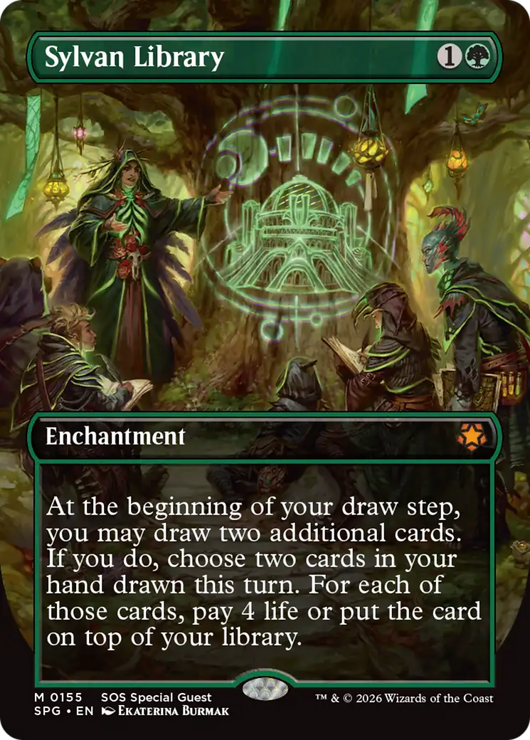 Sylvan Library (Borderless) [Secrets of Strixhaven Special Guests] | Exor Games New Glasgow