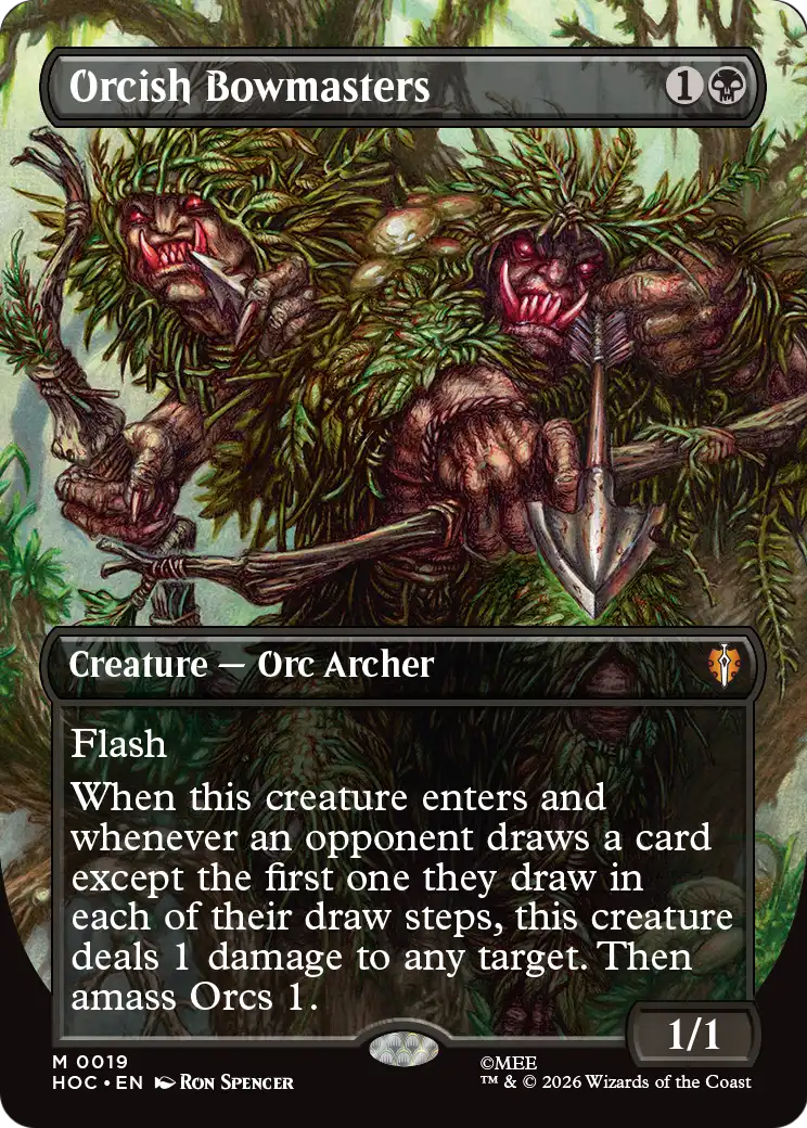 Orcish Bowmasters (Borderless) (Surge Foil) [The Hobbit: Eternal-Legal] | Exor Games New Glasgow