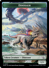 Warrior // Dinosaur Double-Sided Token [March of the Machine Tokens] | Exor Games New Glasgow