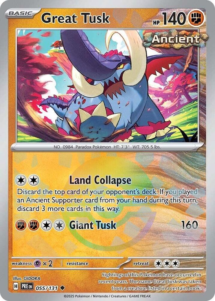 Great Tusk (055/131) (Poke Ball Pattern) [Scarlet & Violet: Prismatic Evolutions] | Exor Games New Glasgow