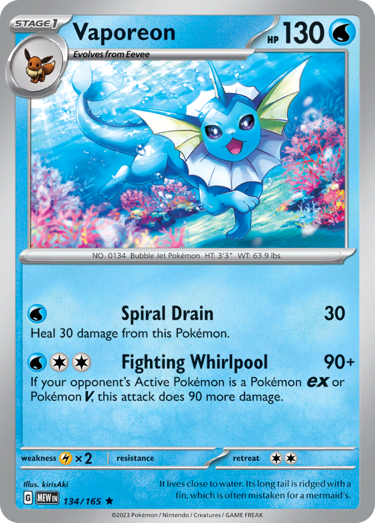 Vaporeon (134/165) [Scarlet & Violet: 151] | Exor Games New Glasgow