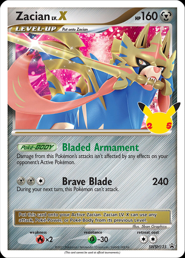 Zacian LV.X (SWSH135) (Celebrations) [Sword & Shield: Black Star Promos] | Exor Games New Glasgow