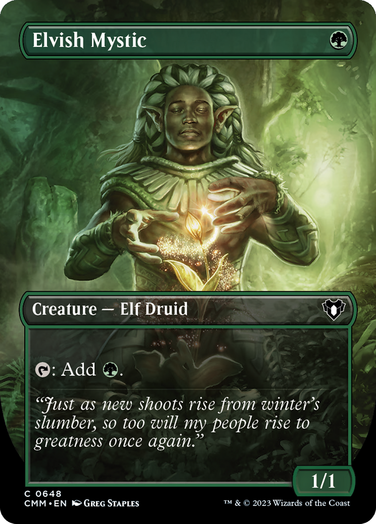 Elvish Mystic (Borderless Alternate Art) [Commander Masters] | Exor Games New Glasgow