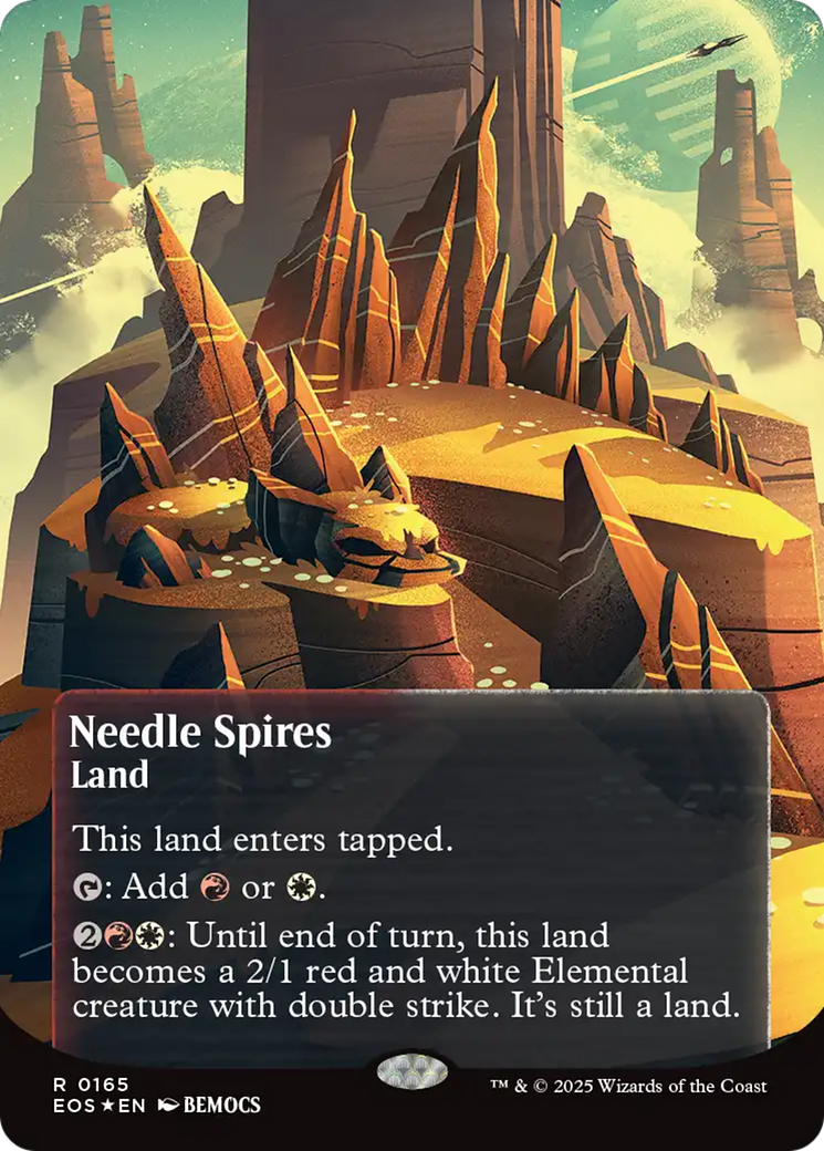 Needle Spires (0165) (Borderless) (Galaxy Foil) [Edge of Eternities: Stellar Sights] | Exor Games New Glasgow