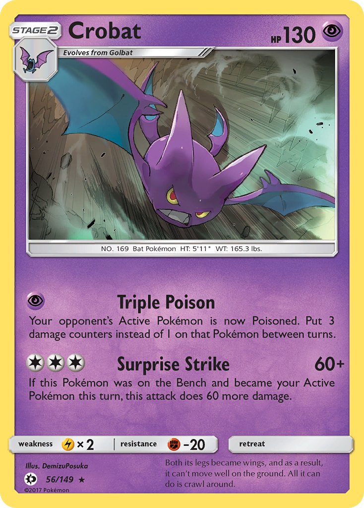 Crobat (56/149) (Prerelease Kit Exclusive) (Theme Deck Exclusive) [Sun & Moon: Base Set] | Exor Games New Glasgow