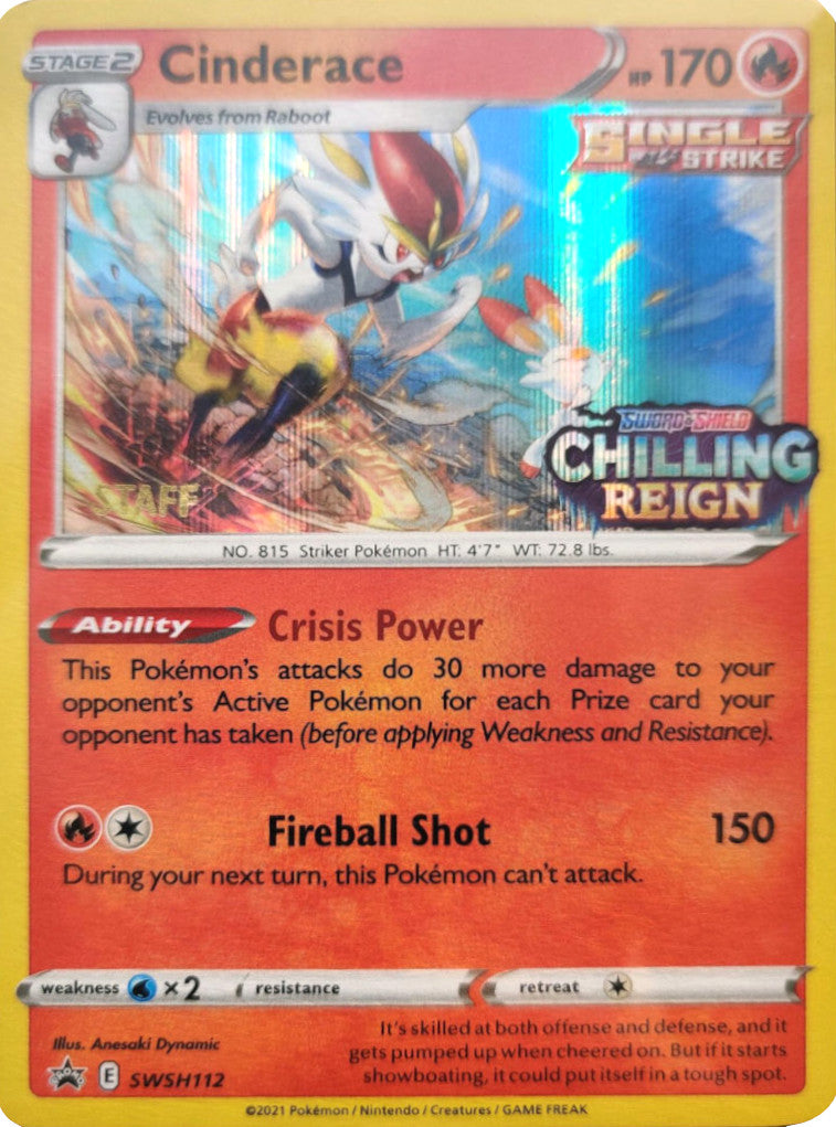 Cinderace (SWSH112) (Staff Prerelease Promo) [Sword & Shield: Black Star Promos] | Exor Games New Glasgow