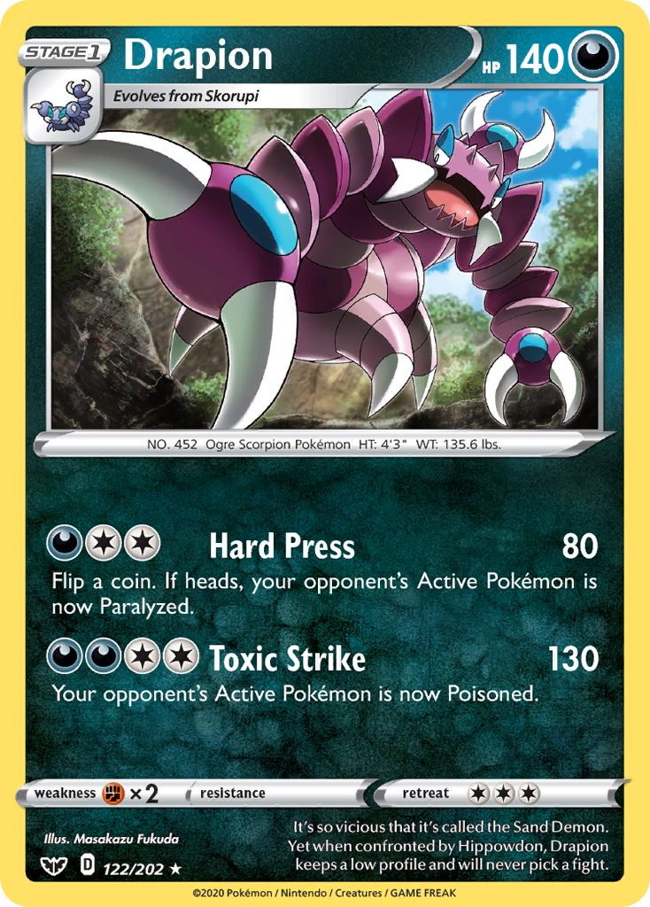 Drapion (122/202) [Sword & Shield: Base Set] | Exor Games New Glasgow