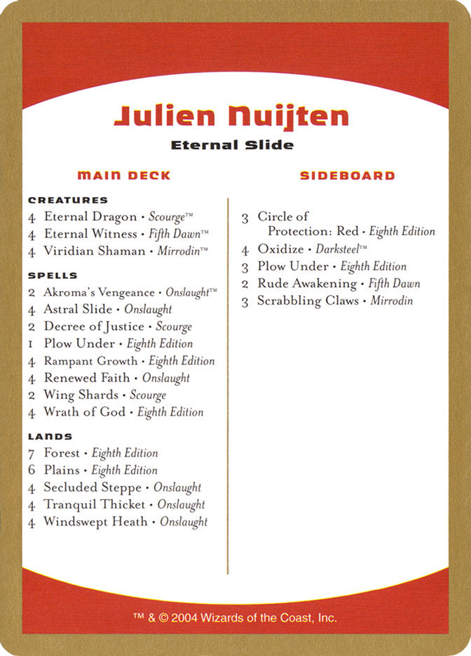 Julien Nuijten Decklist [World Championship Decks 2004] | Exor Games New Glasgow