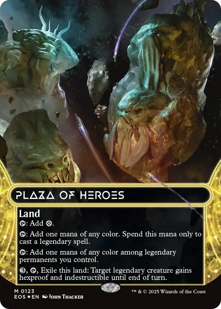 Plaza of Heroes (0123) (Borderless) (Galaxy Foil) [Edge of Eternities: Stellar Sights] | Exor Games New Glasgow