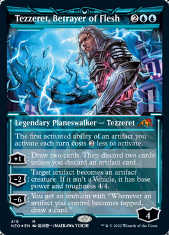 Tezzeret, Betrayer of Flesh (Showcase) (Foil Etched) [Kamigawa: Neon Dynasty] | Exor Games New Glasgow