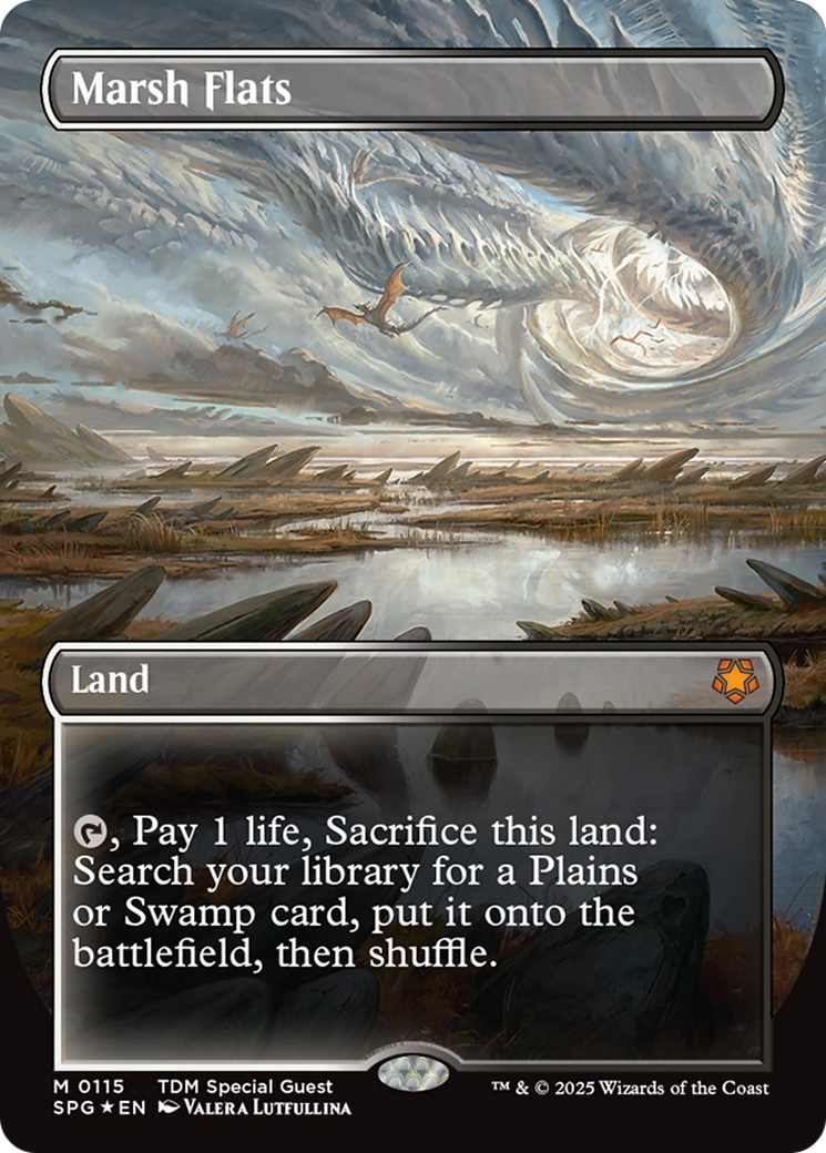 Marsh Flats (Borderless) (Dragonscale Foil) [Tarkir: Dragonstorm Special Guests] | Exor Games New Glasgow