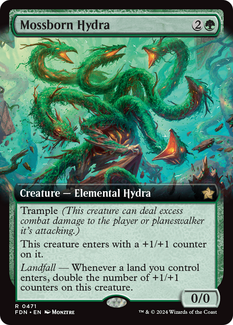 Mossborn Hydra (Extended Art) [Foundations] | Exor Games New Glasgow