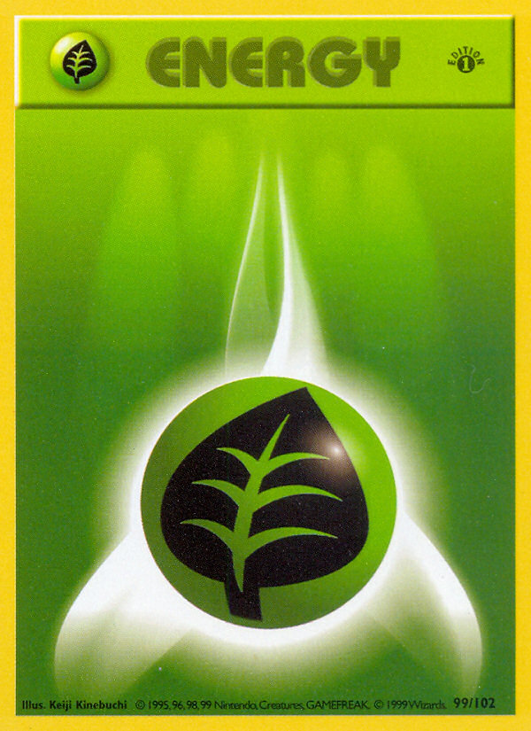 Grass Energy (99/102) (Shadowless) [Base Set 1st Edition] | Exor Games New Glasgow