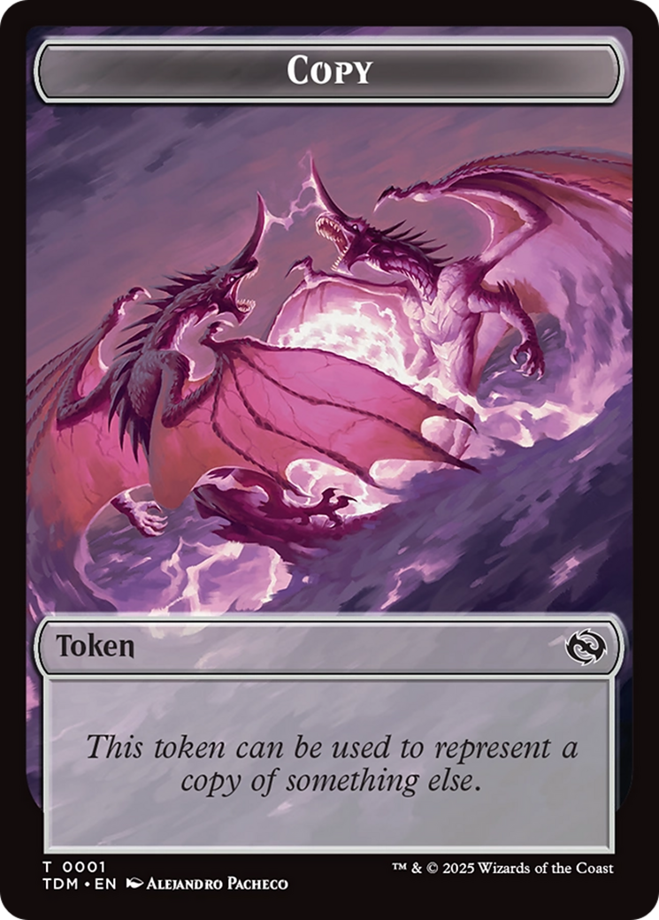 Copy // Dragon (0014) Double-Sided Token [Tarkir: Dragonstorm Commander Tokens] | Exor Games New Glasgow