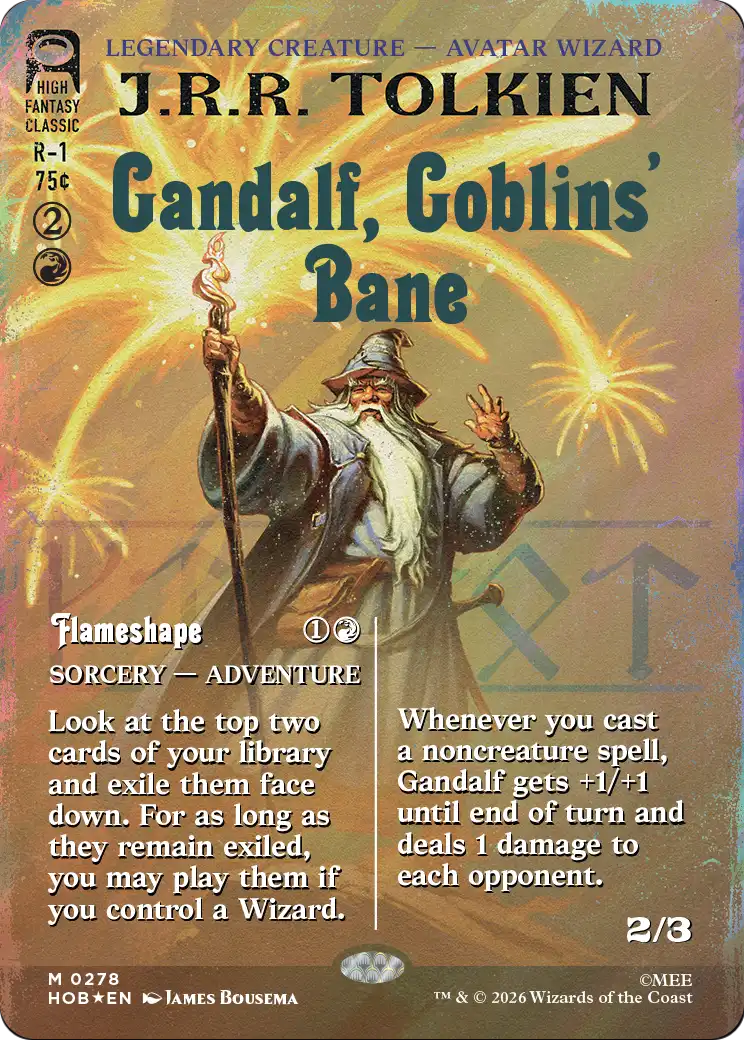 Gandalf, Goblins' Bane (Borderless) (Surge Foil) [The Hobbit] | Exor Games New Glasgow