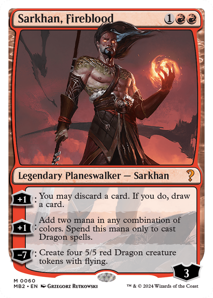 Sarkhan, Fireblood (White Border) [Mystery Booster 2] | Exor Games New Glasgow