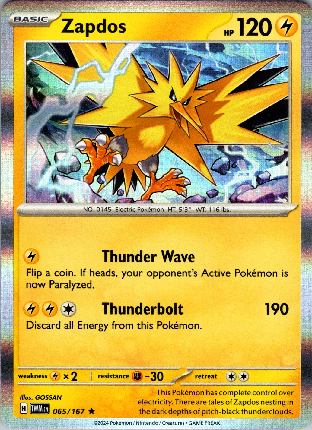 Zapdos (065/167) [Scarlet & Violet: Twilight Masquerade] | Exor Games New Glasgow