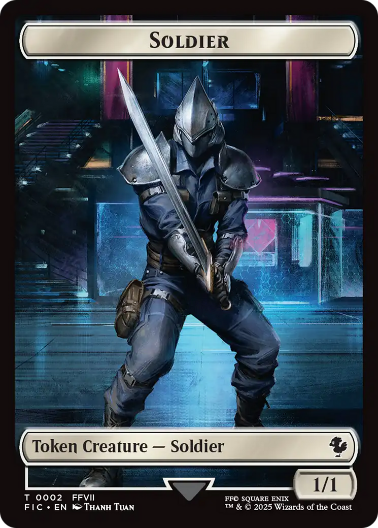 Soldier // Rebel Double-Sided Token (Surge Foil) [FINAL FANTASY Commander Tokens] | Exor Games New Glasgow