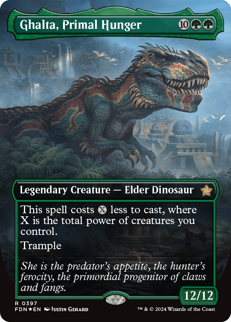 Ghalta, Primal Hunger (Borderless) (Mana Foil) [Foundations] | Exor Games New Glasgow